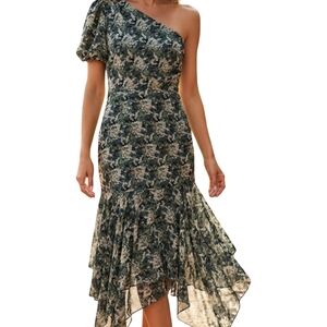 ASTR Santorini One Shoulder Floral Cocktail Dress Size Medium